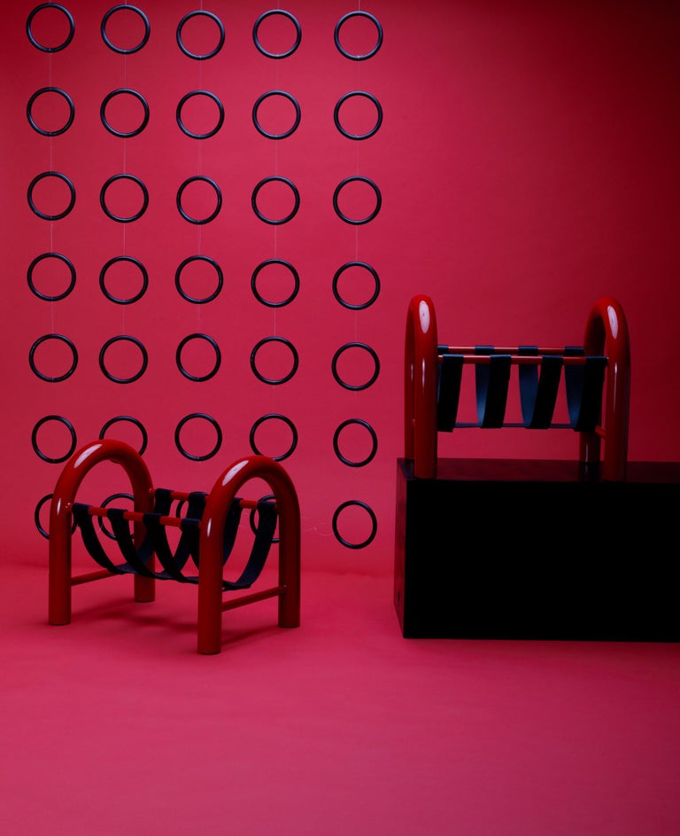 Limited Edition Tubular Magazine Rack by Another Human, Red and Black ...