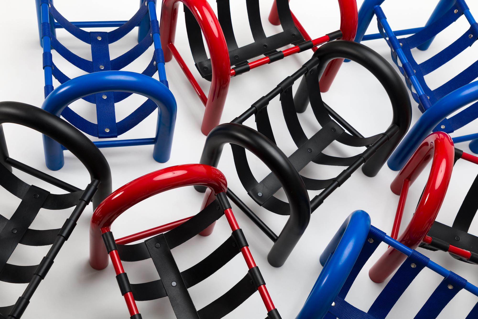 American Limited Edition Tubular Magazine Rack by Another Human, Red and Black