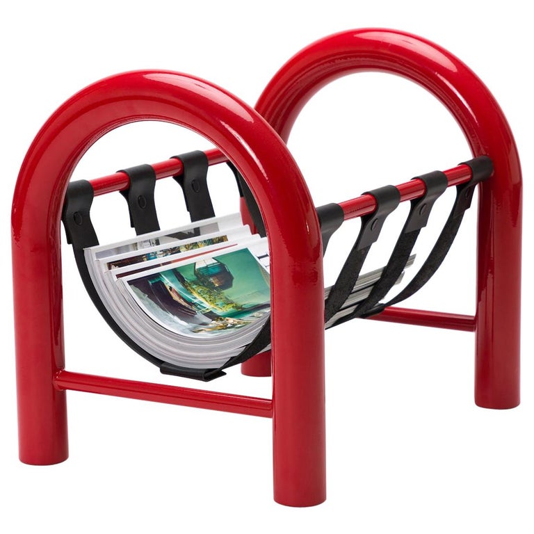Red Magazine Racks Limited Edition Tubular Magazine Rack by Another Human, Red and Black ...