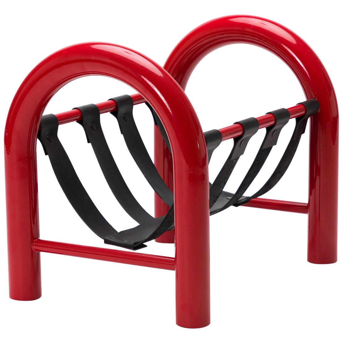 Limited Edition Tubular Magazine Rack by Another Human, Red and Black