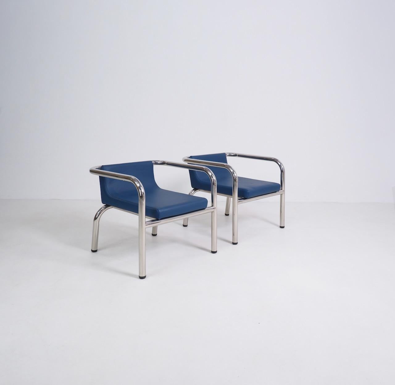 British Limited Edition Tubular Steel Side Chairs by Tom Dixon, circa 2000 For Sale