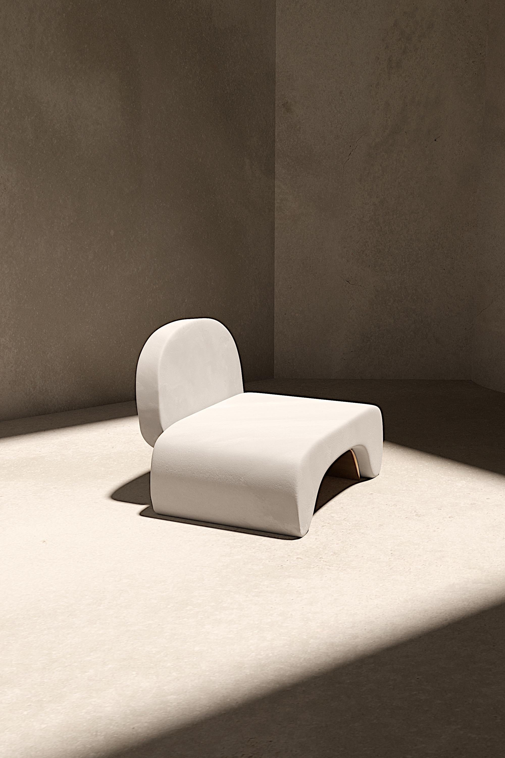 Cast Limited Edition U Chair in Concrete Cement and Bronzed Steel Lounge Chair