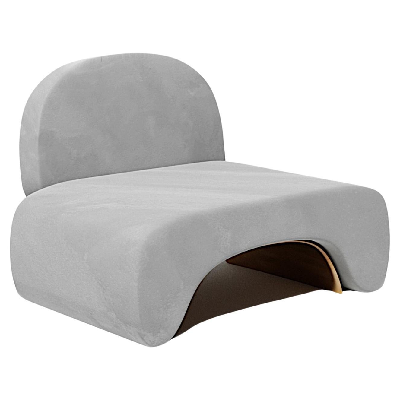 Limited Edition U Chair in Concrete Cement and Bronzed Steel Lounge Chair