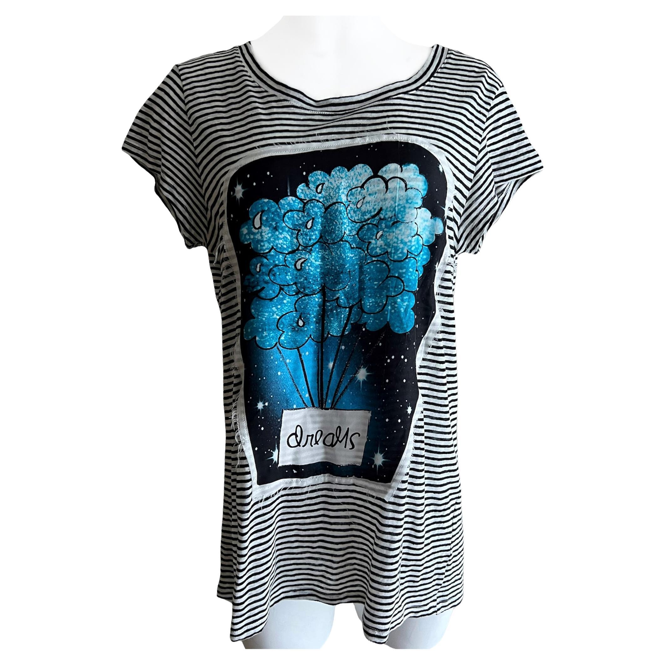 Limited Edition Ultra Chic 99 Milano Black & White Cotton “Dream” T-Shirt Top For Sale