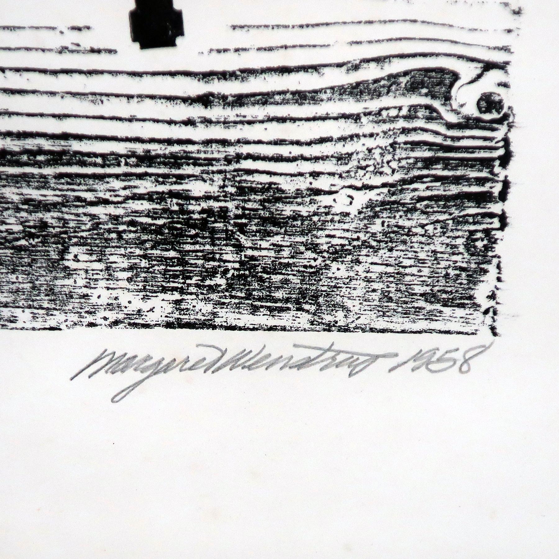 Holzschnittdruck ohne Titel von Margaret Wenstrup, limitierte Auflage, 1958 im Zustand „Gut“ im Angebot in Brooklyn, NY