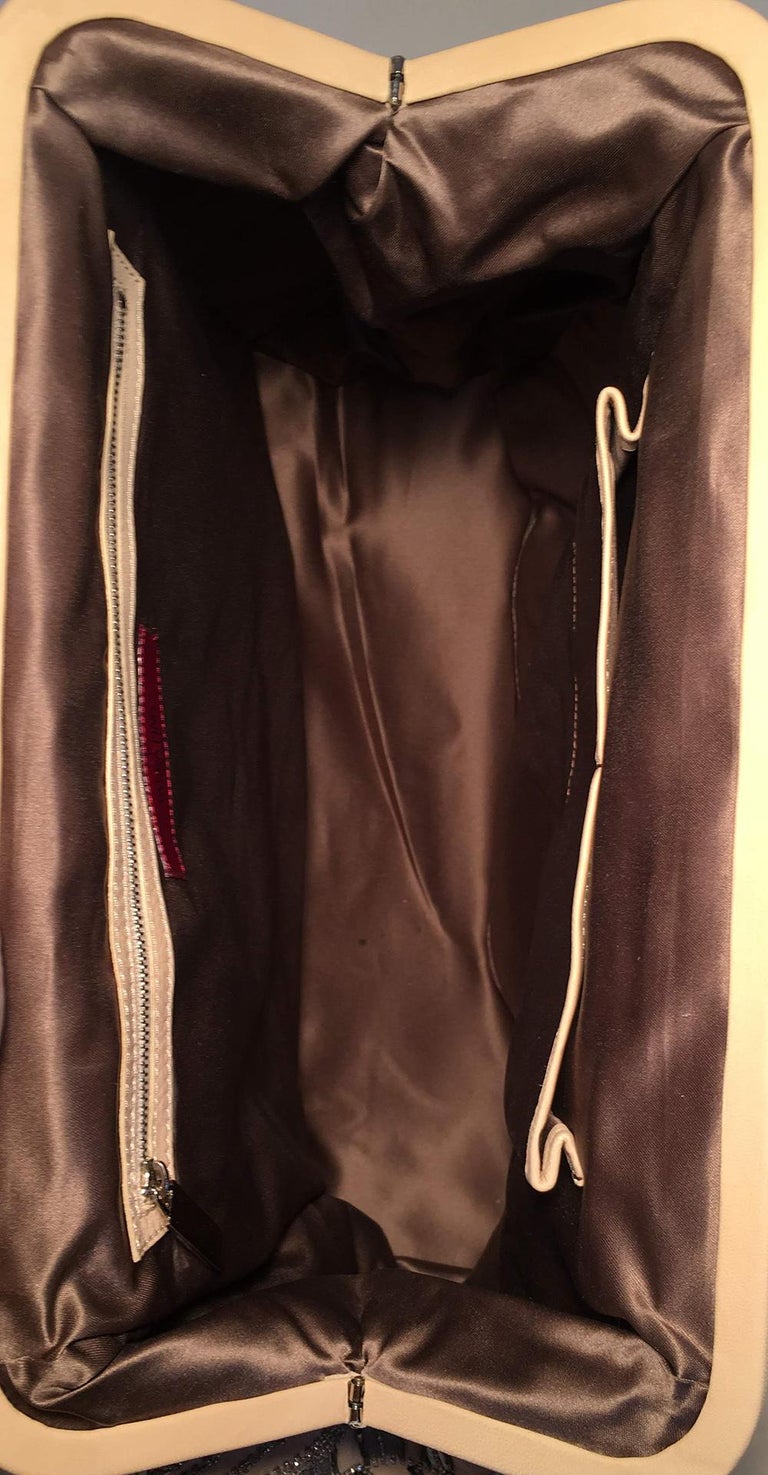 Limited Edition Valentino Alice Glam Sequin and Feather Frame Tote Bag For Sale at 1stDibs