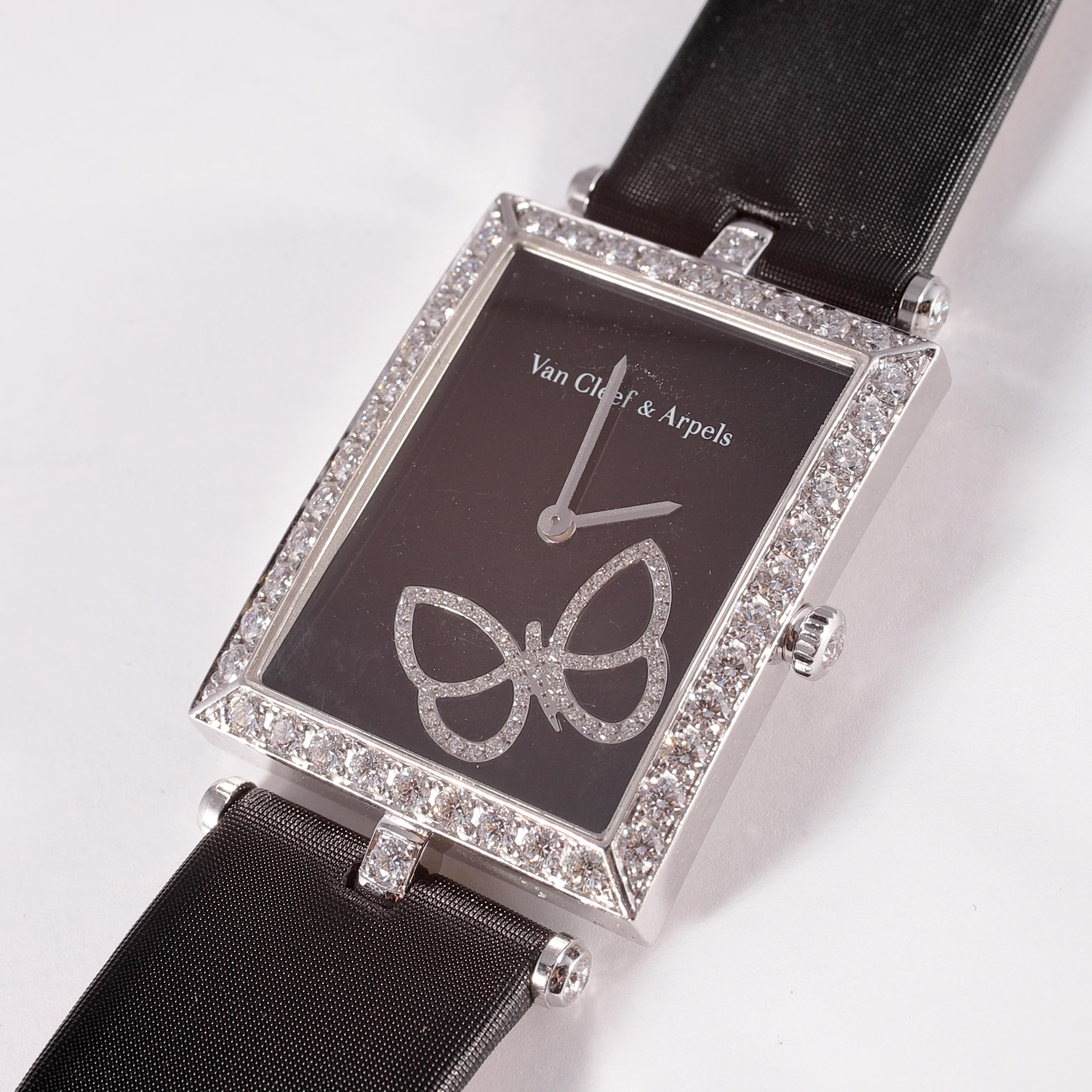 Limited Edition Van Cleef & Arpels Lady Papillon Diamond White Gold Watch 1