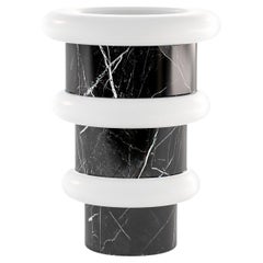 Limited Edition Vase in Black and White Marble, Made to order in Italy