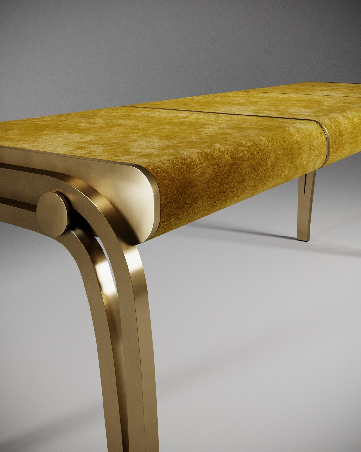 Limited Edition Victoria Bench in Black Velvet & Brass by R&Y Augousti For Sale 2