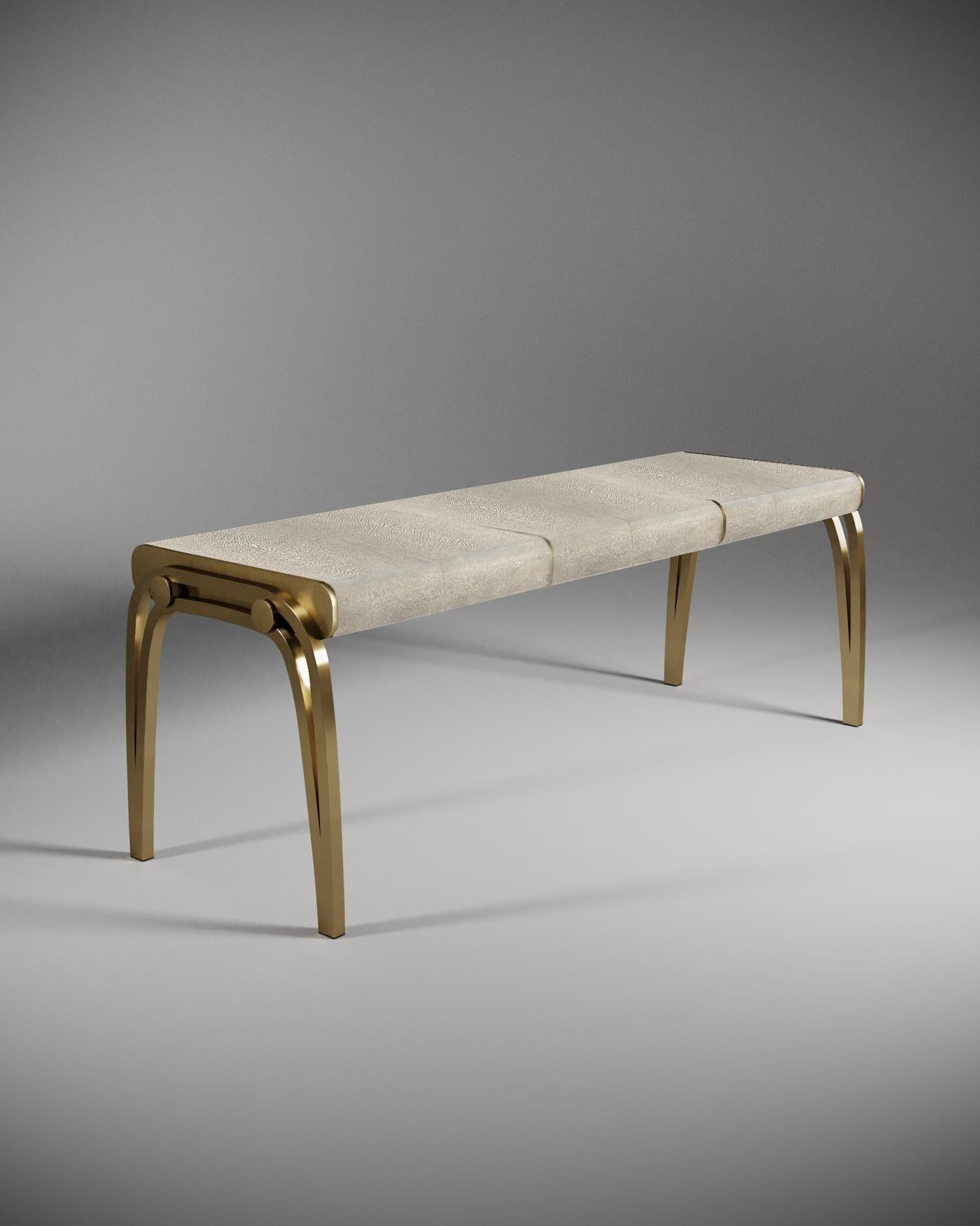 Limited Edition Victoria Bench in Black Velvet & Brass by R&Y Augousti For Sale 3