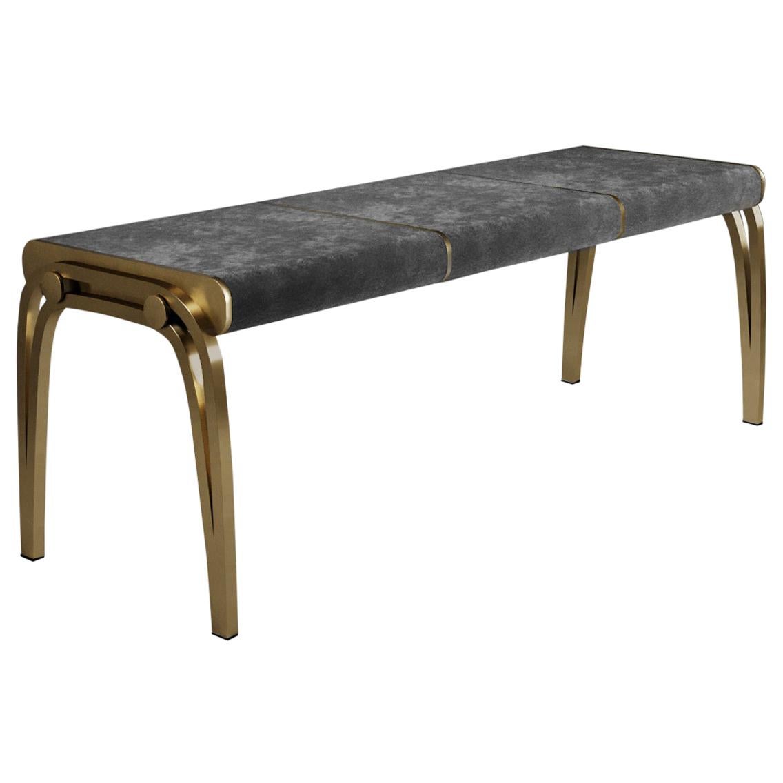 Limited Edition Victoria Bench in Black Velvet & Brass by R&Y Augousti For Sale