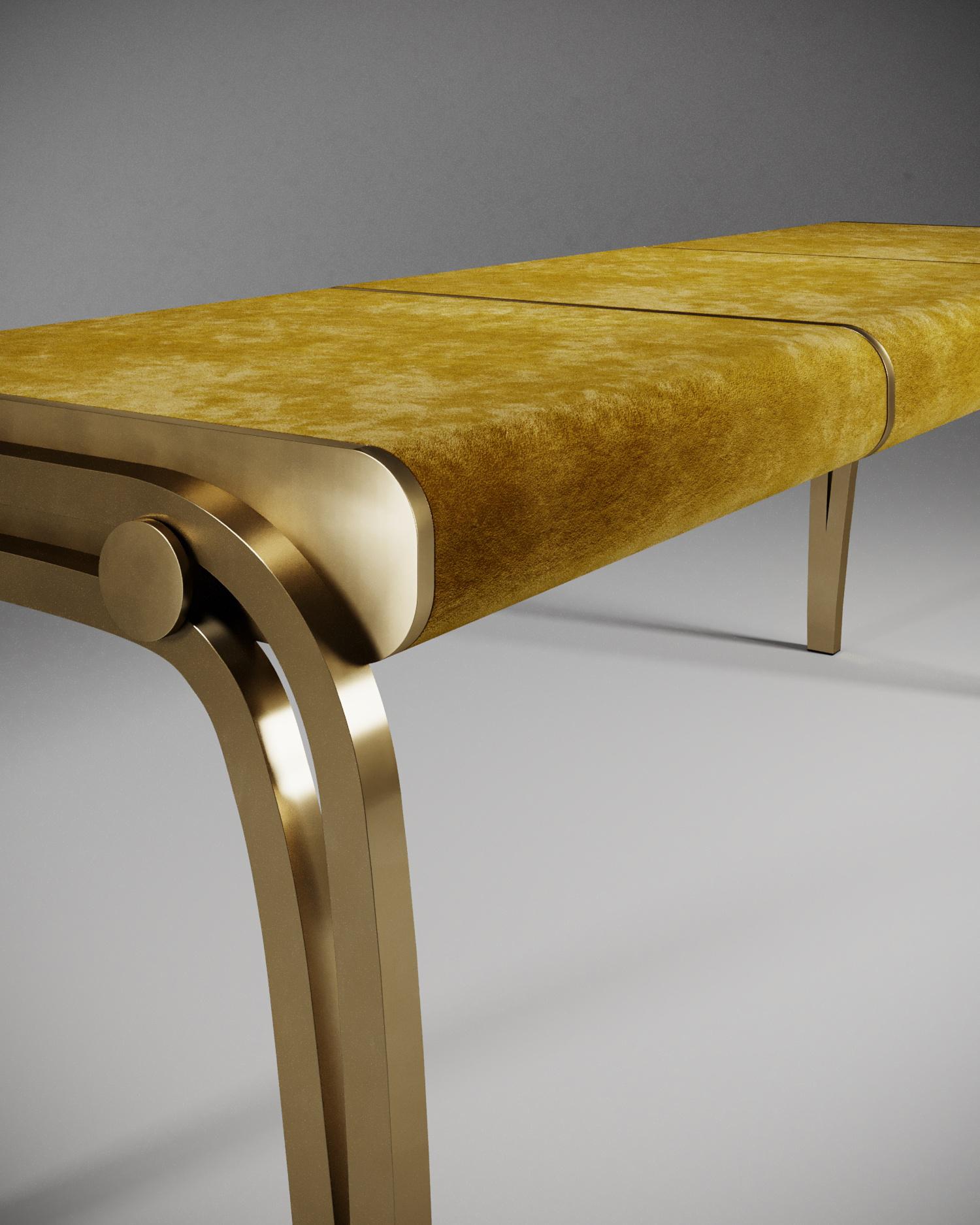 Shagreen Bench with Bronze Patina Brass Accents by R&Y Augousti For Sale 9