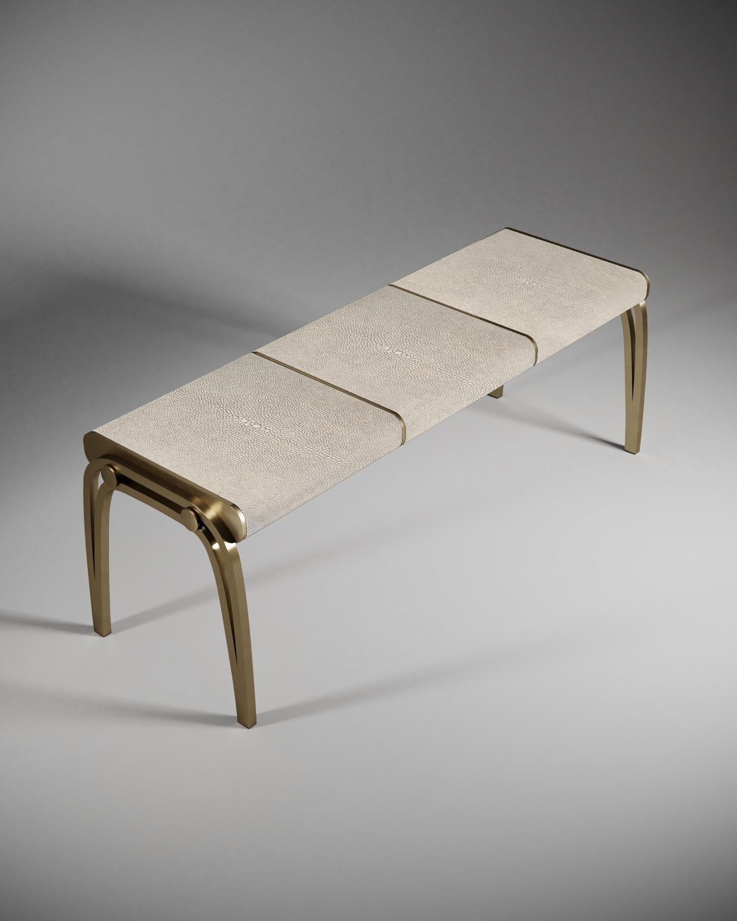 Limited Edition Victoria Bench in Cream Velvet and Brass by R&Y Augousti For Sale 7