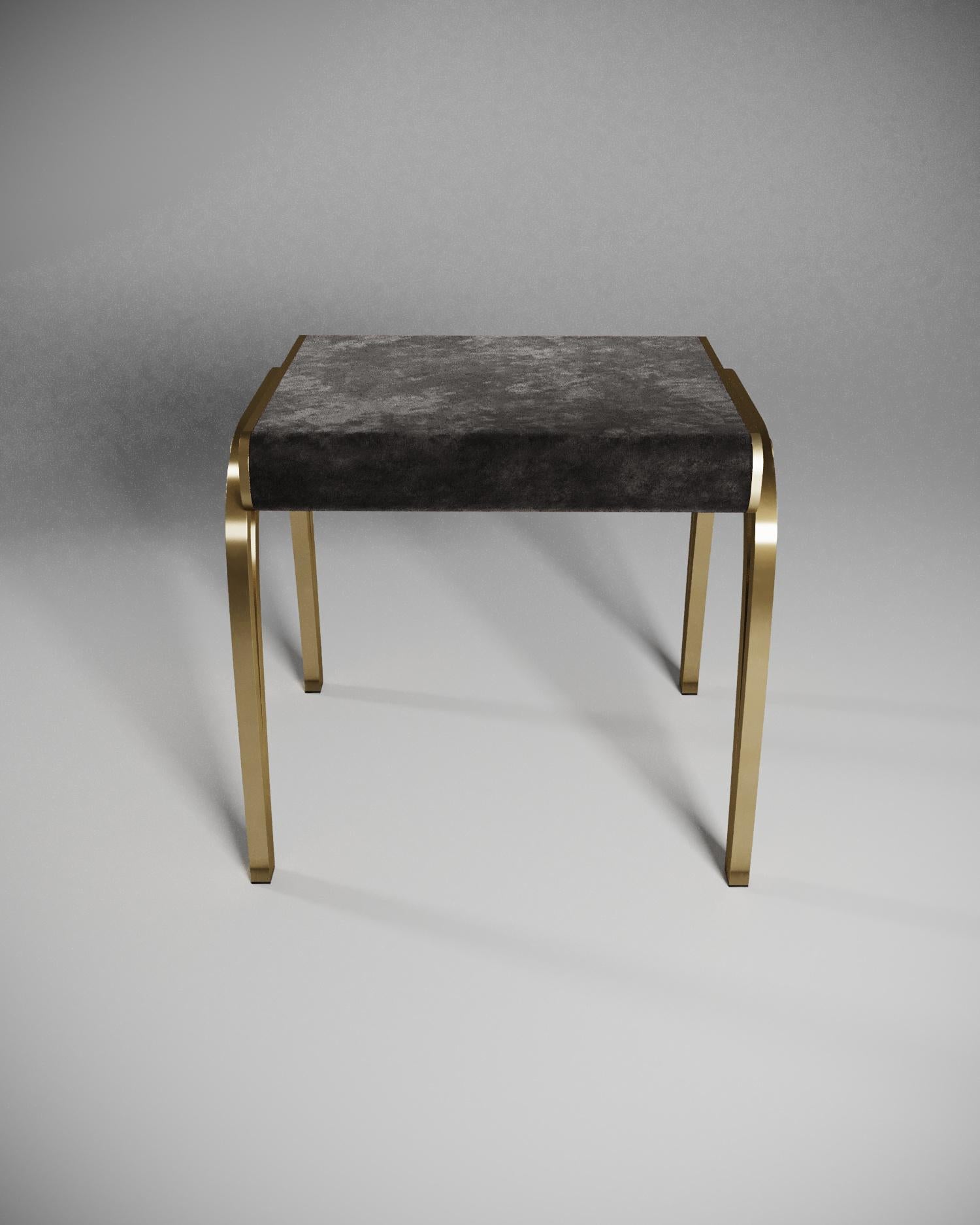 Art Deco Limited Edition Victoria Stool in Black Velvet and Brass by R&Y Augousti For Sale