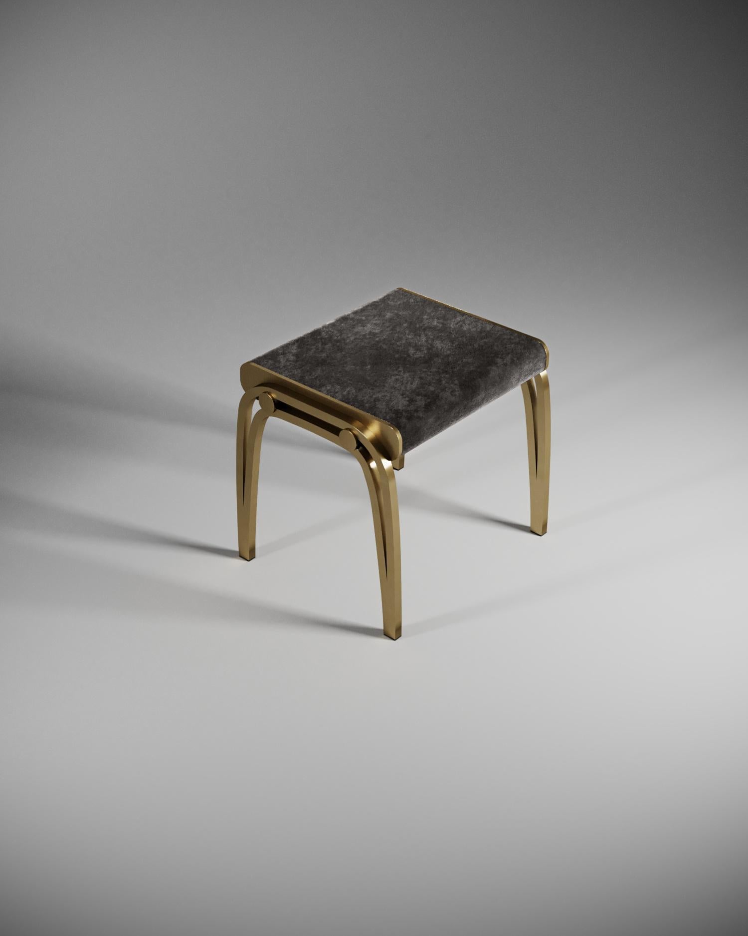 Limited Edition Victoria Stool in Black Velvet and Brass by R&Y Augousti In New Condition For Sale In New York, NY