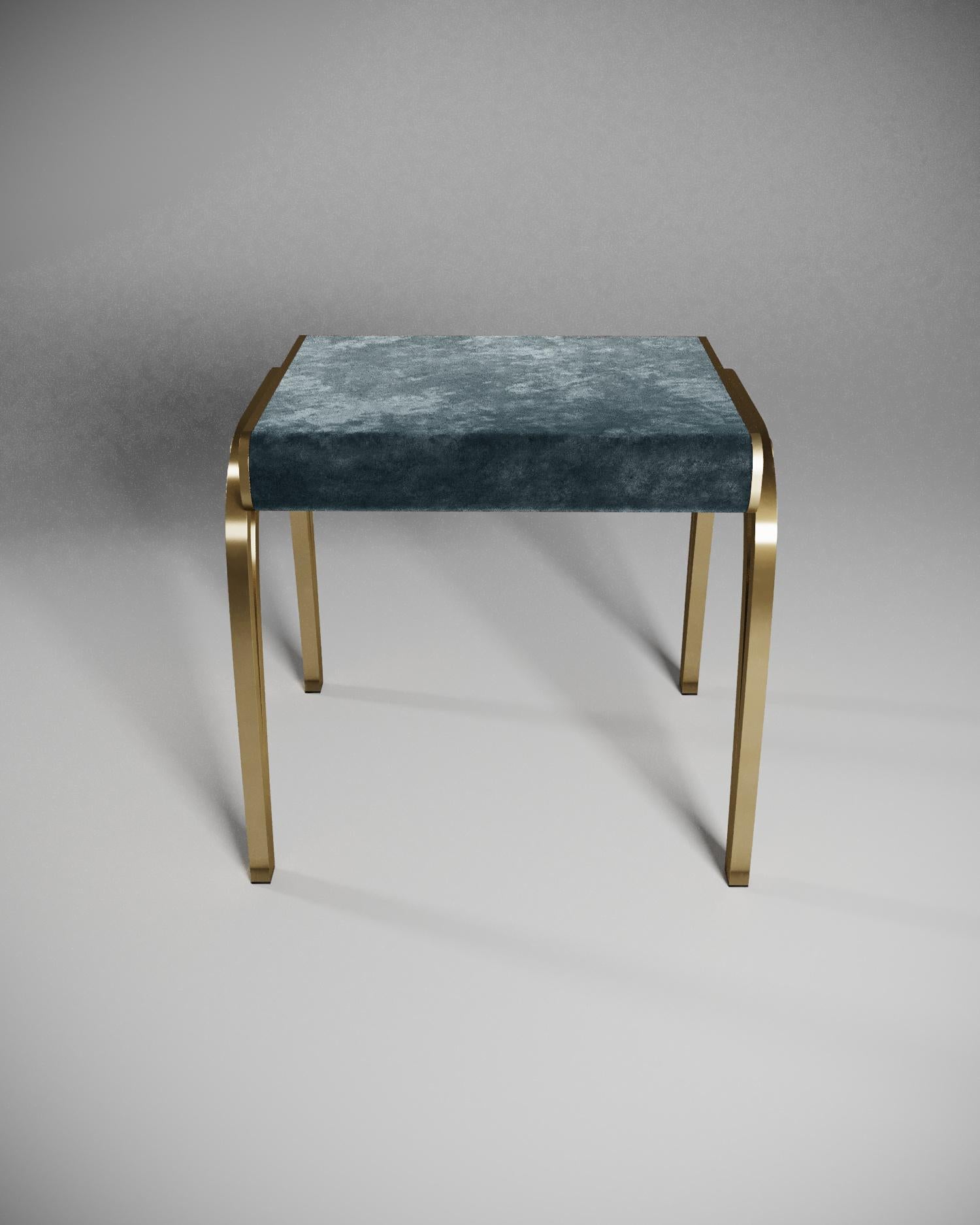 Contemporary Stool in Cream Shagreen and Brass by R & Y Augousti For Sale