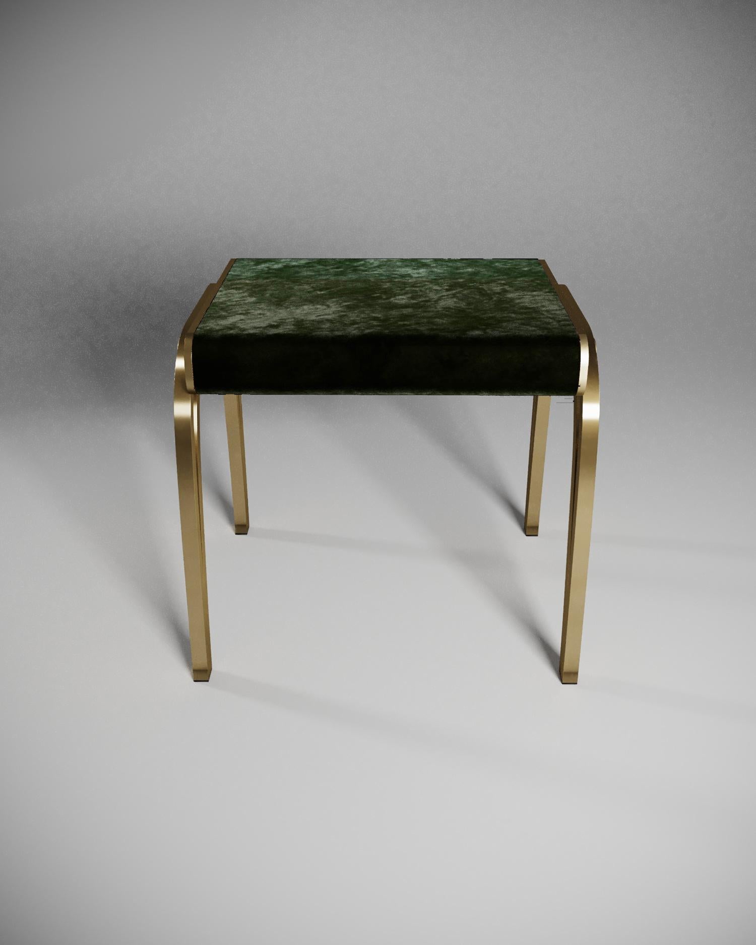 Contemporary Limited Edition Victoria Stool in Green Velvet and Brass by R&Y Augousti For Sale