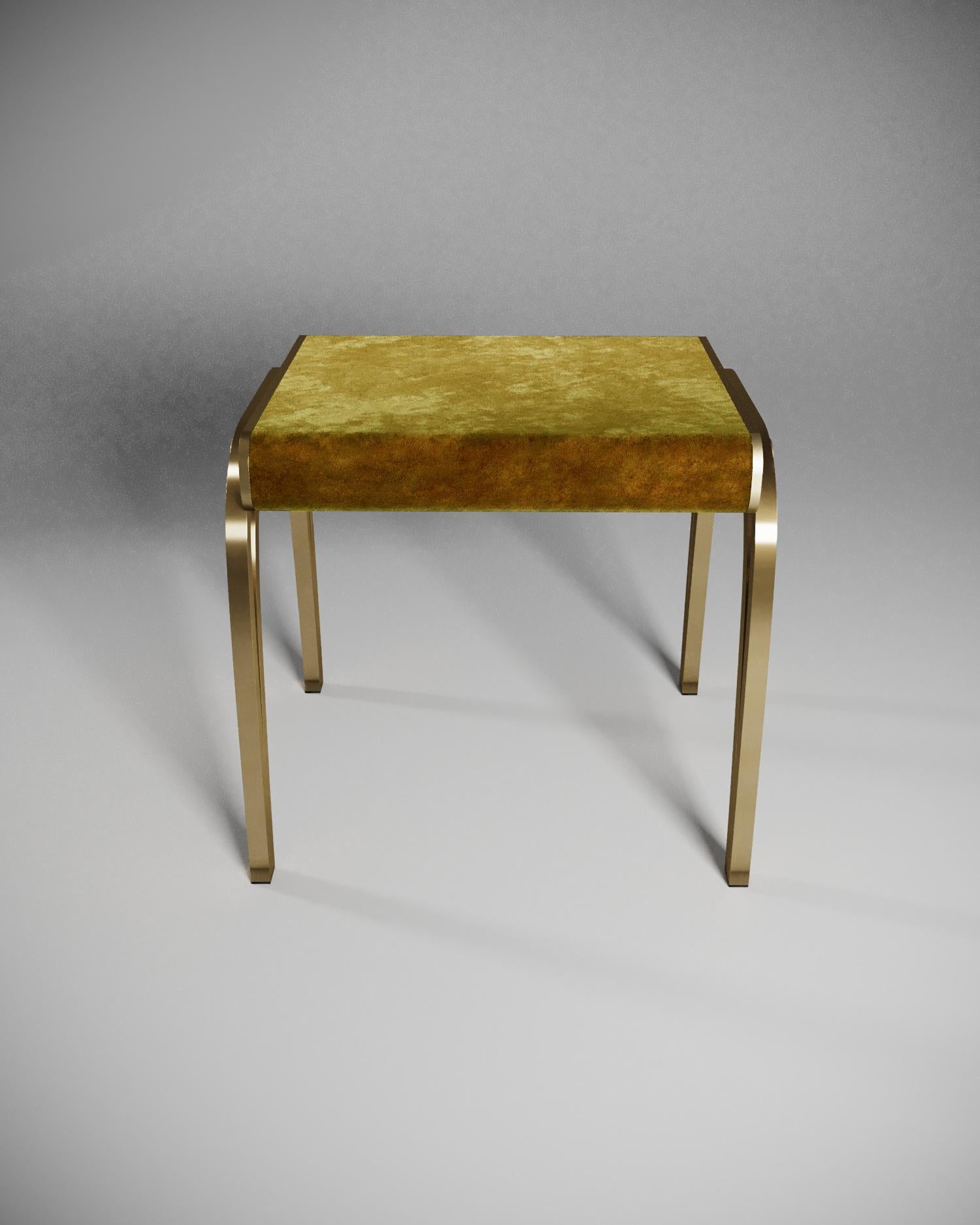 Philippin Limited Edition Victoria Stool in Mustard Velvet and Brass by R&Y Augousti en vente
