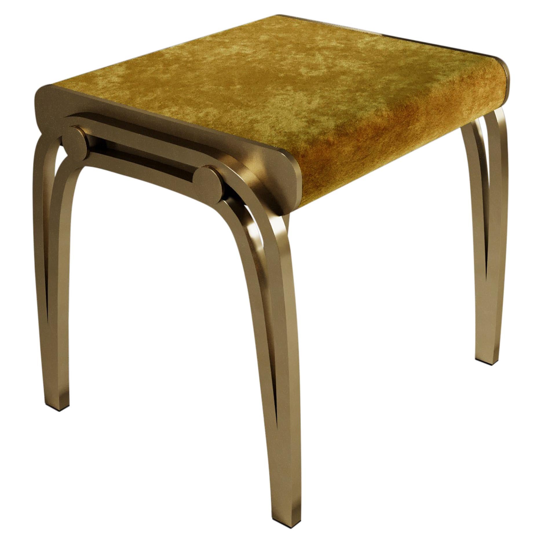 Limited Edition Victoria Stool in Mustard Velvet and Brass by R&Y Augousti