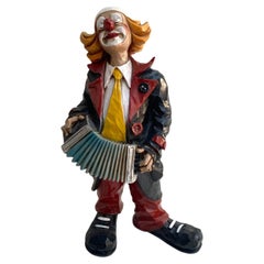 Statuette de clown en porcelaine vintage en édition limitée, Vivian C, Italie, années 1980