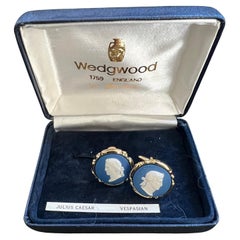 Limited Edition Vintage Royal British “Wedgwood” Gold Plated Cufflinks In Origin