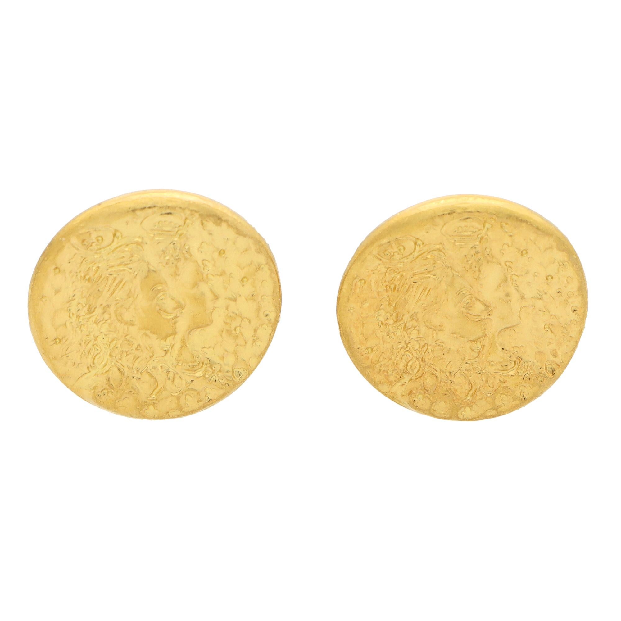 Retro Limited Edition Vintage Salvador Dali for Piaget Coin Cufflinks in Yellow Gold