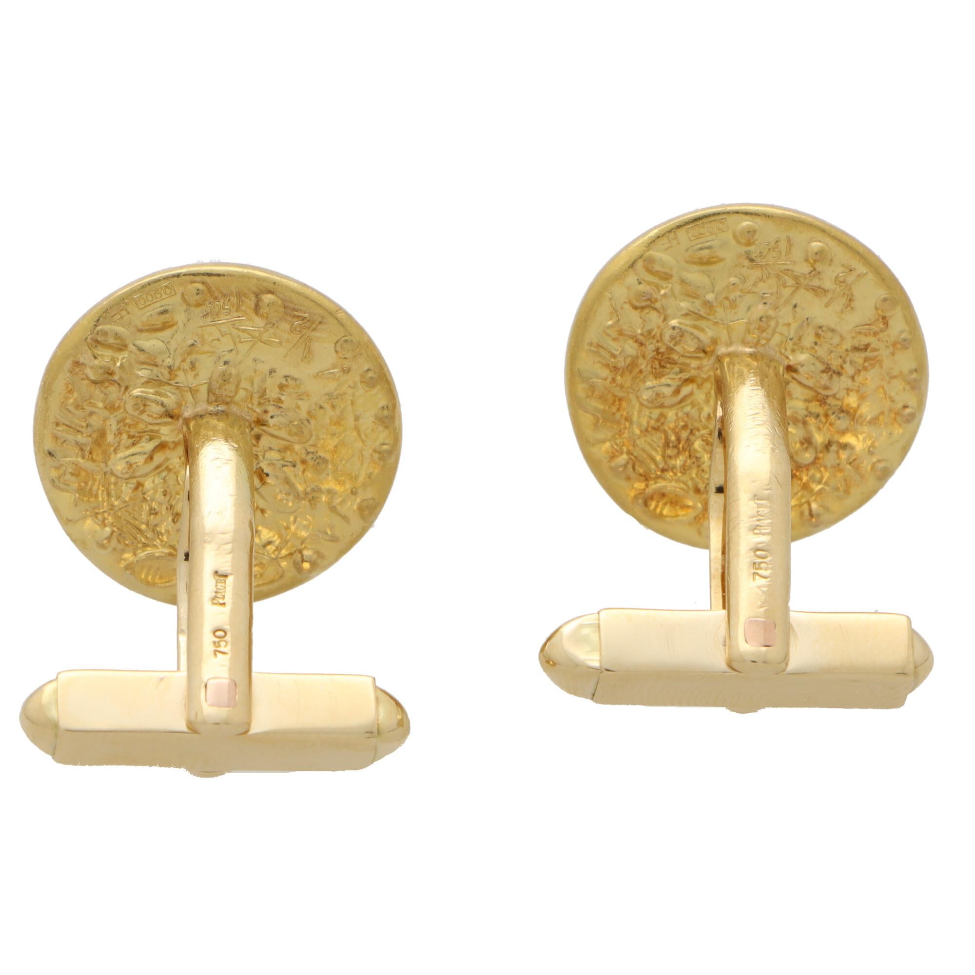 Women's or Men's Limited Edition Vintage Salvador Dali for Piaget Coin Cufflinks in Yellow Gold