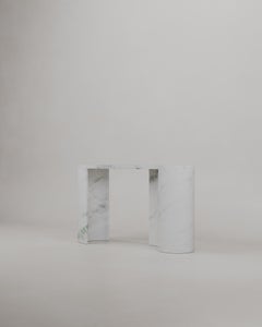 Limited Edition, White Marble Stone Curved Organic Dune Console, Esther Knopfler