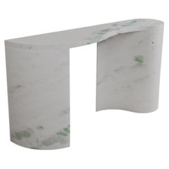 Limited Edition, White Marble Stone Curved Organic Dune Console, Esther Knopfler