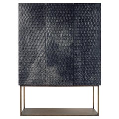 Limited Edition Wood and Metal Three Doors Cabinet by Bottega Nera Furniture