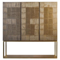 Limited Edition Wood and Metal Three Doors Cabinet by Bottega Nera Furniture