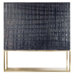 Limited Edition Wood and Metal Three Doors Cabinet by Bottega Nera Furniture