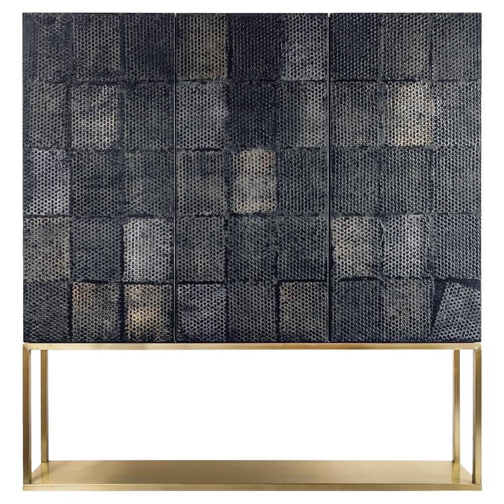 Armadio a tre ante in legno e metallo in edizione limitata di Bottega Nera Furniture