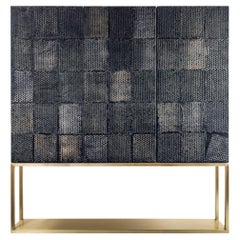 Limited Edition Wood and Metal Three Doors Cabinet by Bottega Nera Furniture