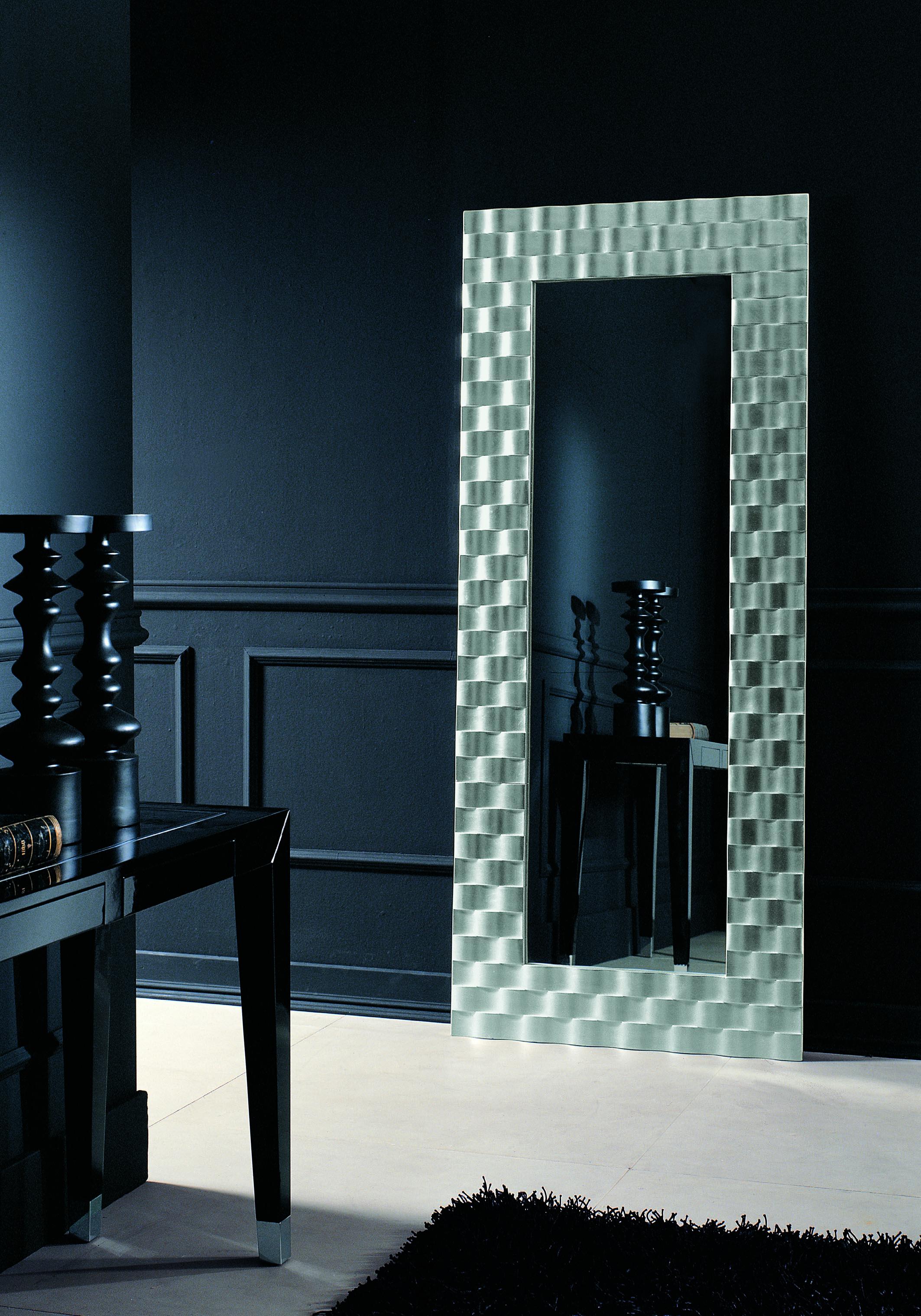 Ava wooden mirror with silver foil finish.