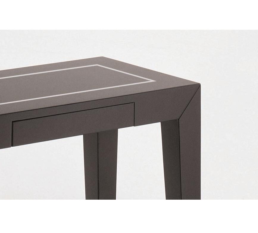 Modern Limited Orsi Console High Gloss Lacquered Black Metal Details For Sale