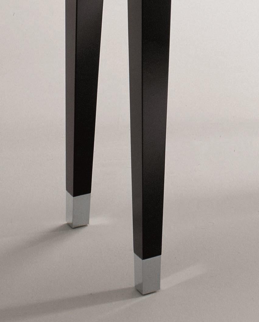 Italian Limited Orsi Console High Gloss Lacquered Black Metal Details For Sale