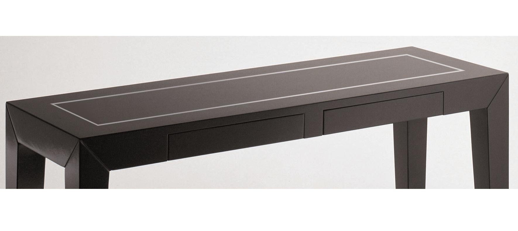 Limited Orsi Console High Gloss Lacquered Black Metal Details In New Condition For Sale In Cabiate, IT