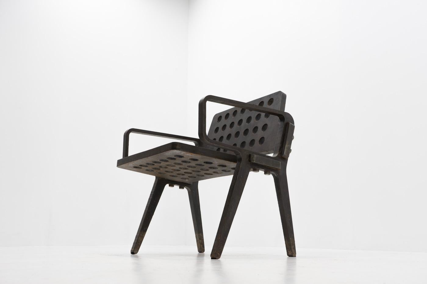 Originaler Tom Dixon-Stuhl mit Flammenschliff aus der limitierten Serie - 2000er Jahre (Stahl) im Angebot