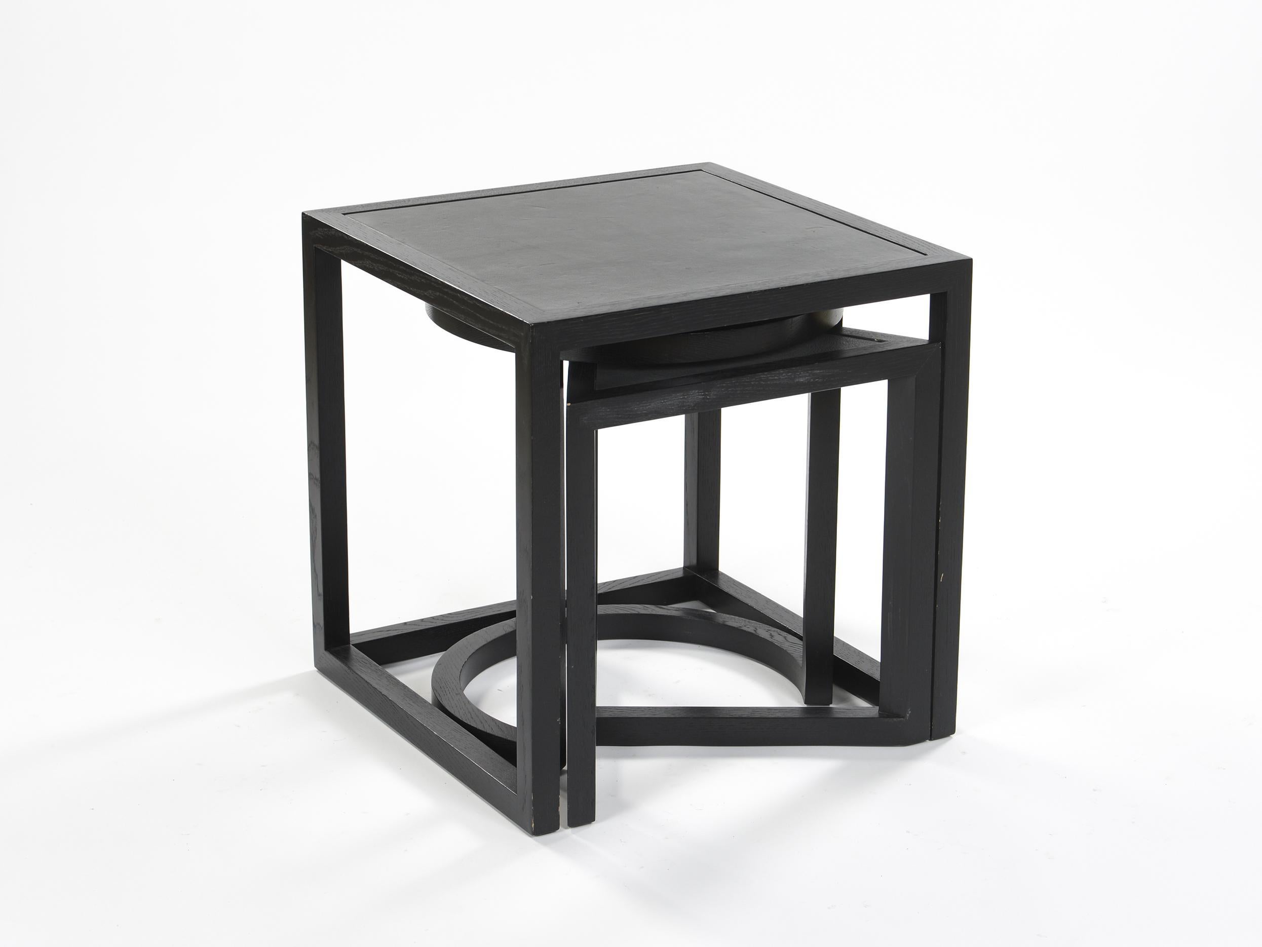 Post-Modern Limited Series Wood and Leather Nesting Tables by Stefan Zwicky for De Sede For Sale
