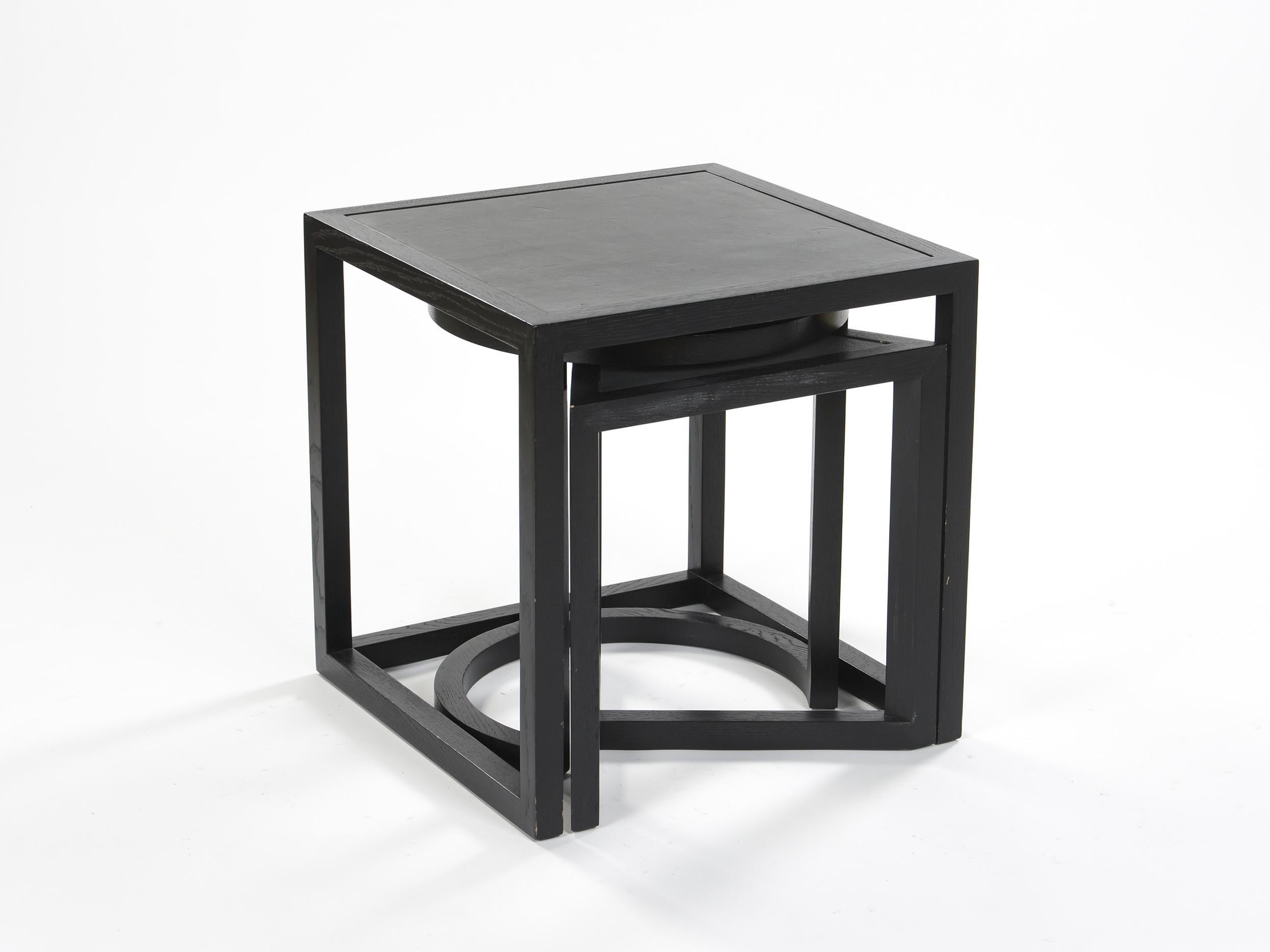 Post-Modern Limited Series Wood and Leather Nesting Tables by Stefan Zwicky for De Sede