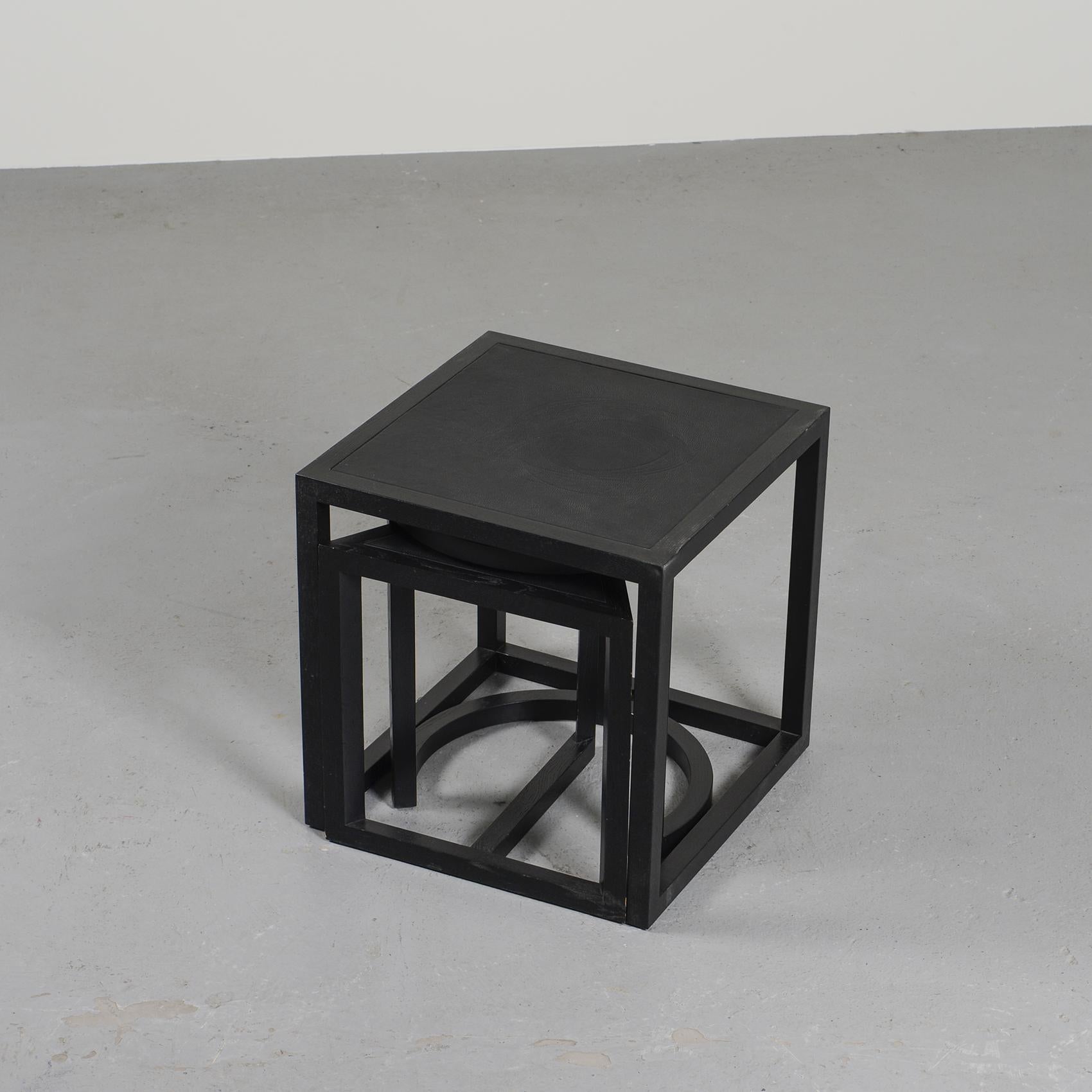 Swiss Limited Series Wood and Leather Nesting Tables by Stefan Zwicky for De Sede For Sale