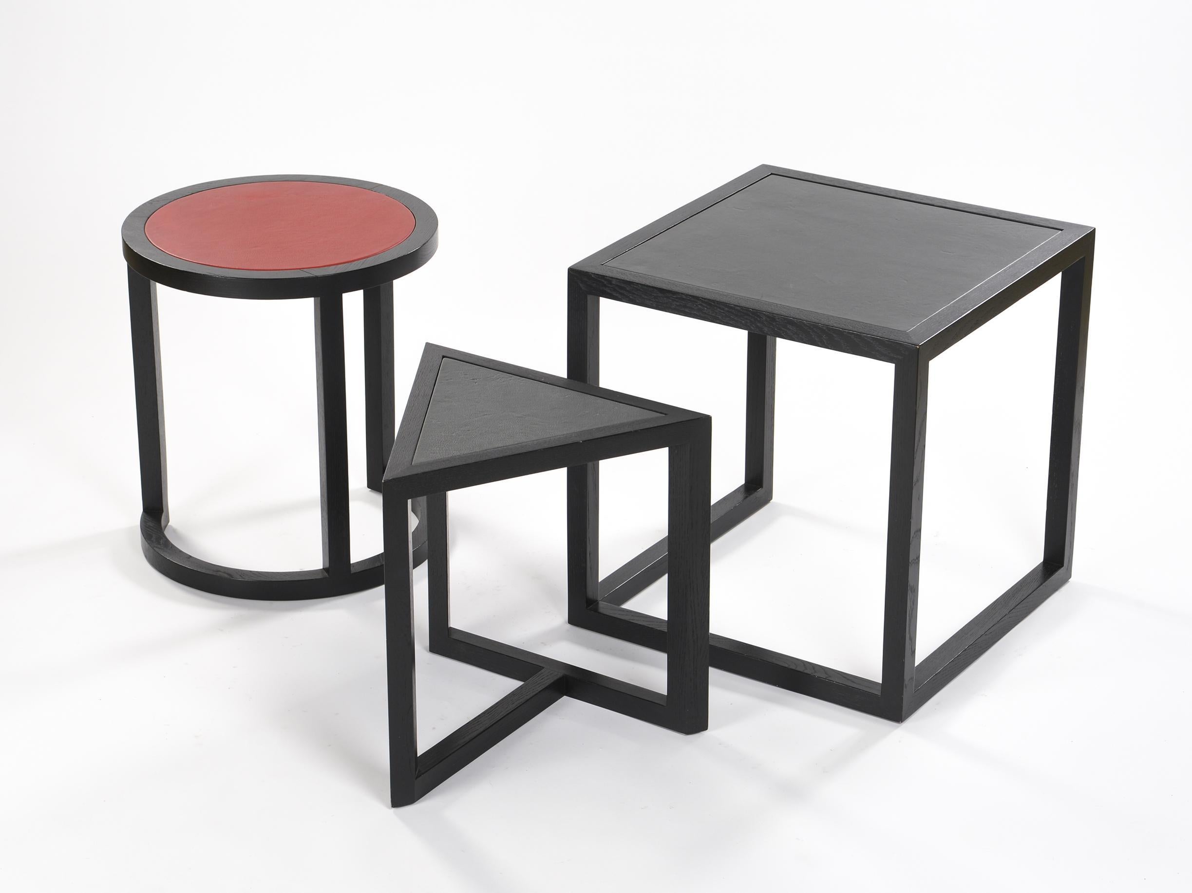 Swiss Limited Series Wood and Leather Nesting Tables by Stefan Zwicky for De Sede
