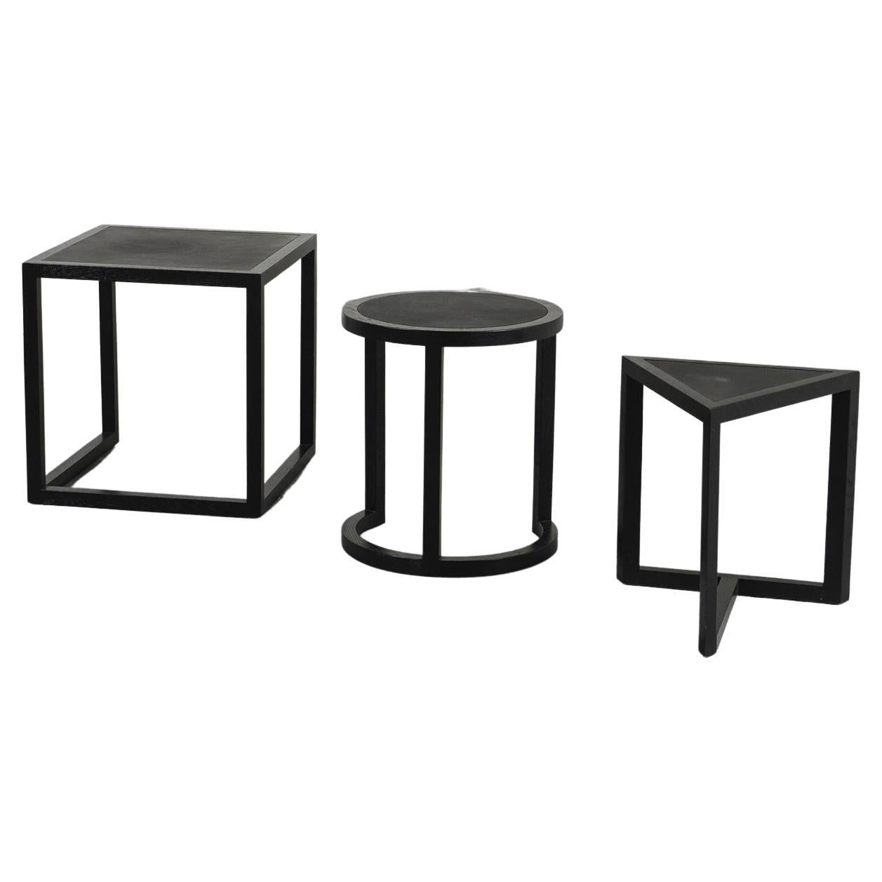 Limited Series Wood and Leather Nesting Tables by Stefan Zwicky for De Sede For Sale