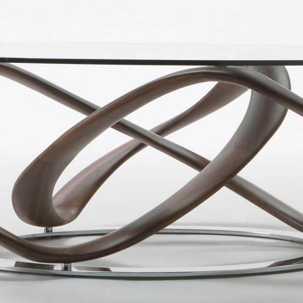 Chrome Limitless Coffee Table in Solid Walnut For Sale