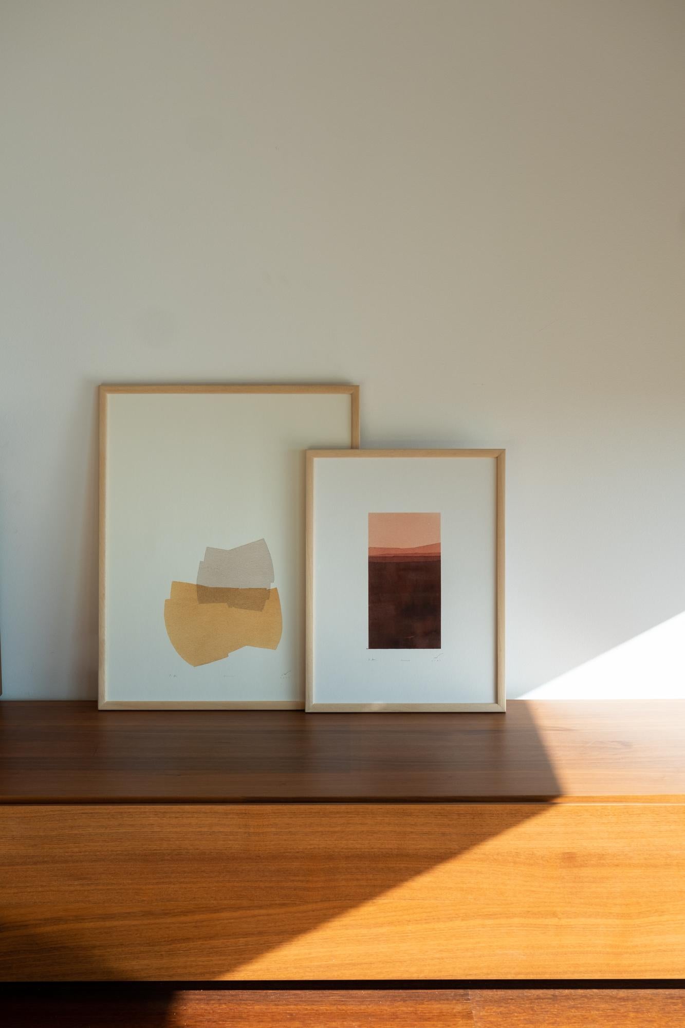 LIMMA - Minimalistischer moderner Aquarelldruck (Papier) im Angebot