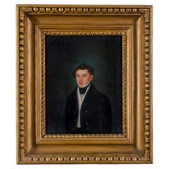 Antique Limner Portrait of Young Gentleman, 19th Century