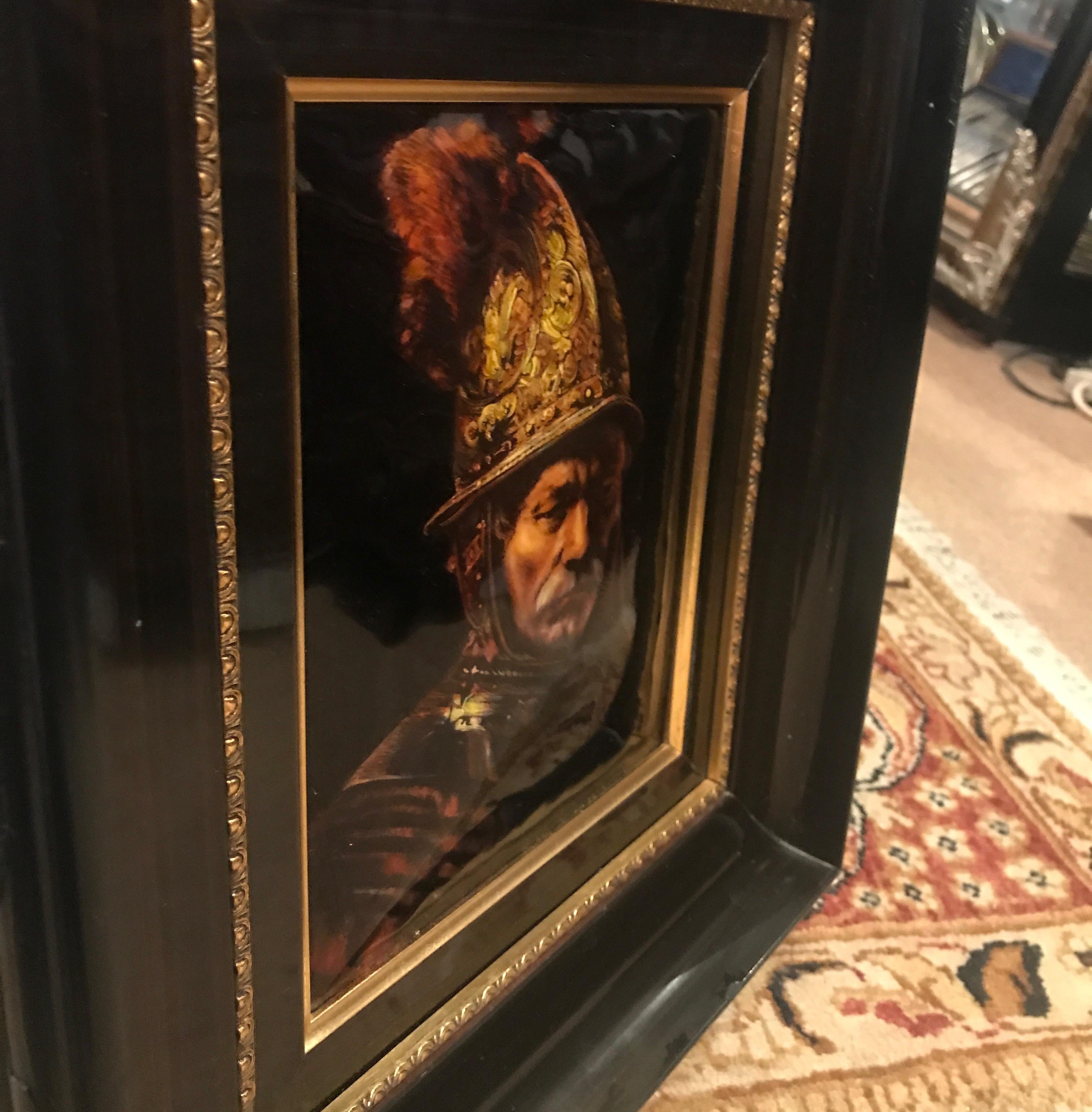 A Hand Painted Limoges Enamel Portrait of a Conquistador In Good Condition In Lambertville, NJ