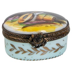 Limoge Porcelain Box Signed M. FLorid