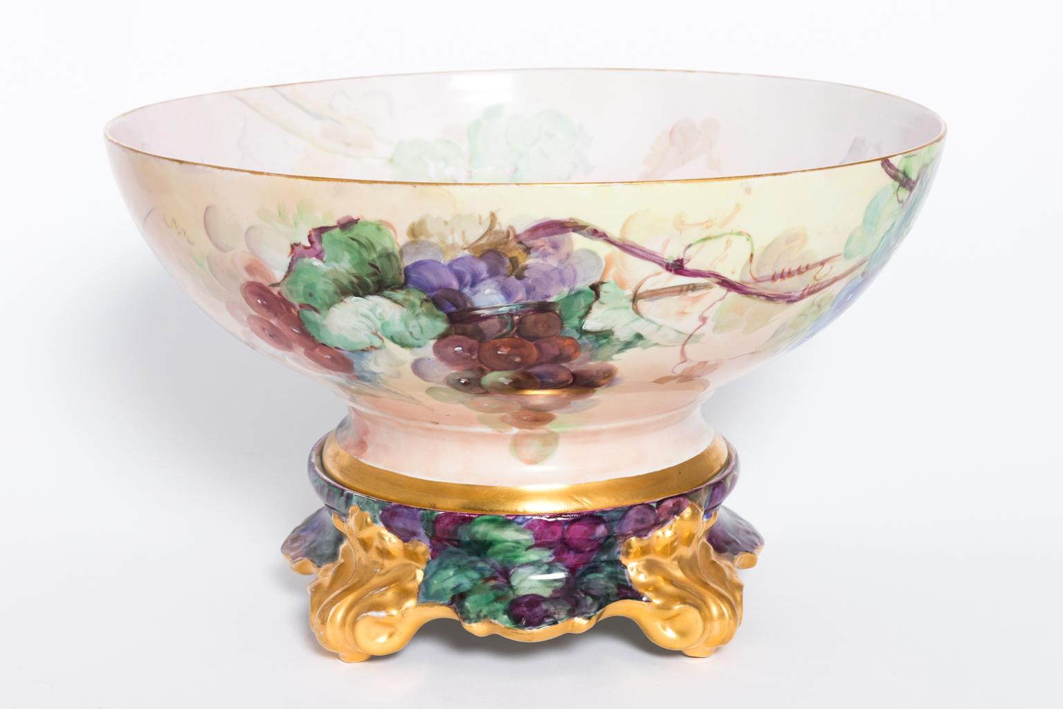 Limoge Punch Bowl with Matching Stand 3